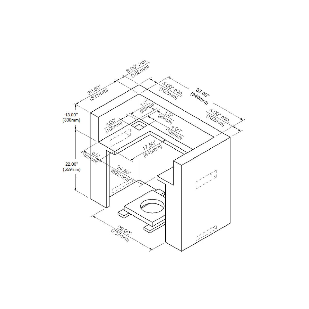 Asador de gas empotrable 6 quemadores SPIRE 3660R 36 pulg.