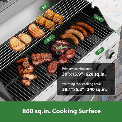 Asador Parrilla de gas 6 quemadores BRAND MAN 40 pulgadas