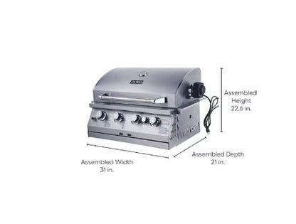 Asador empotrable de cuatro quemadores DURO 30" con rosticero