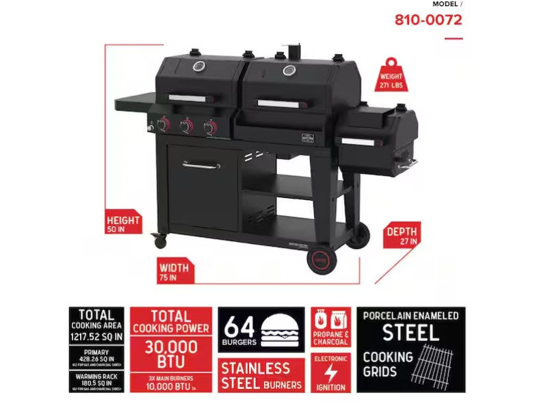 Nexgrill Oakford 1150 Pro | Asador Combo Gas y Carbón con Ahumador